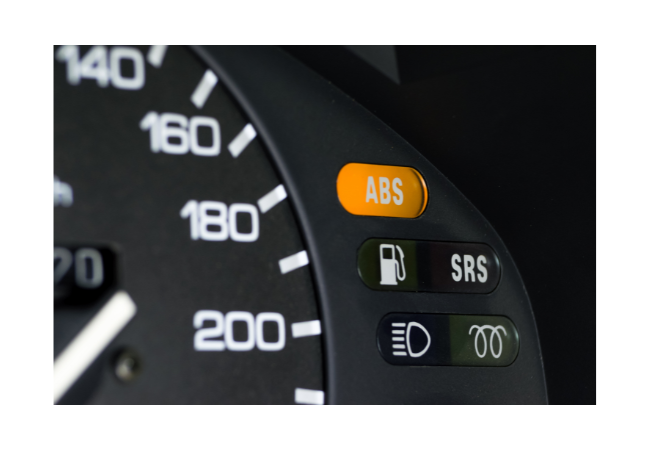 ABS warning light illuminated on a car dashboard